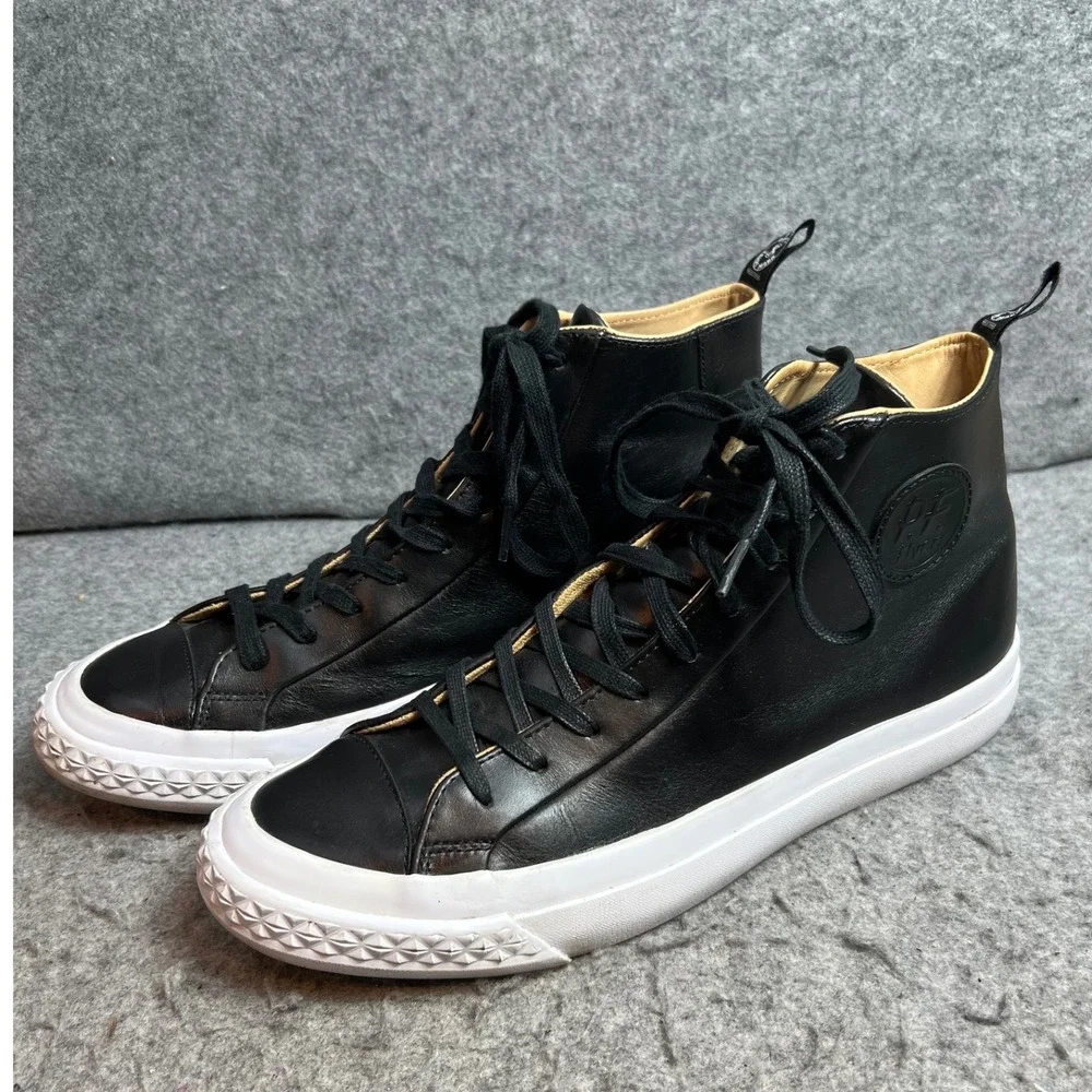 PF Flyers x Todd Snyder Grounder Black Leather High Top Sneakers Mens Size 10.5